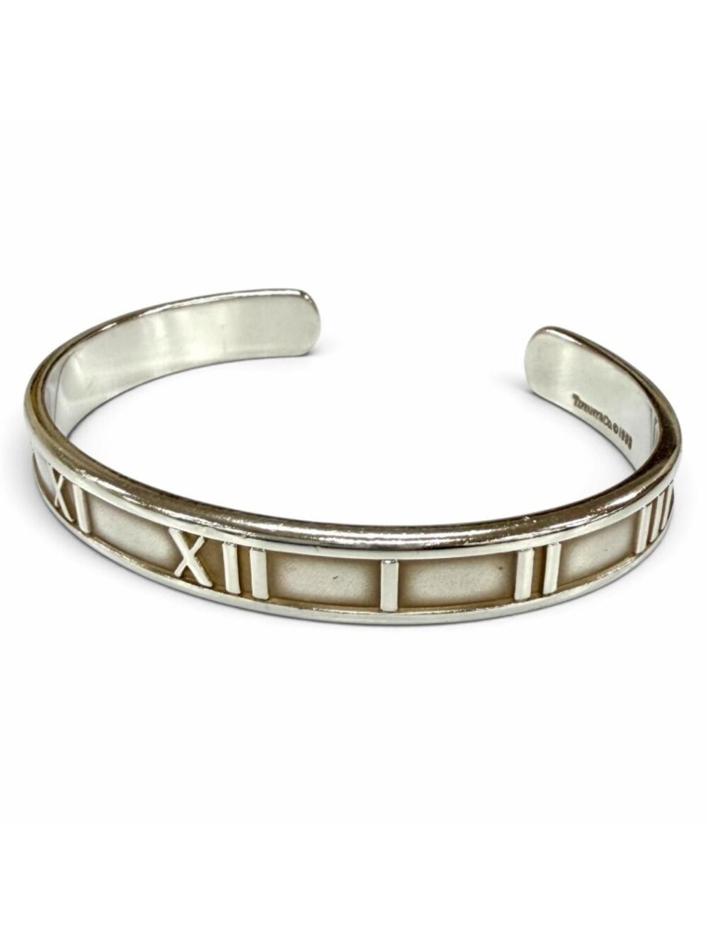 Tiffany & Co Atlas Narrow Cuff Bangle Silver Bracelet